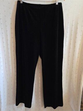 Chico's Classic Black Wide Leg Stretch Velvet Pants Size 3 Short